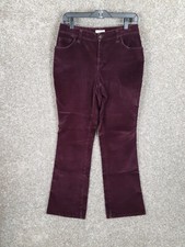 St. Johns Bay Corduroy Pants Women 6 Purple Wine Bootcut Mid Rise Stretch Casual