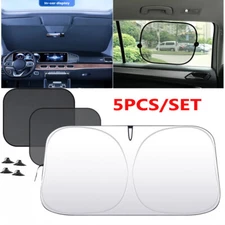 Car Windshield Sun Shade Umbrella Front + 4PCs Side Windows Cover Visor Foldable