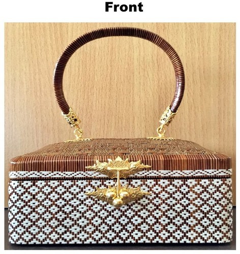 WOMAN BAG THAI WICKER WEAVE WOVEN HANDBAG GRASS PURSE PARTY CLUTCH DRESSES GIFT - Picture 2 of 12