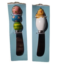 Happy Easter Decorative Resin Handle Cheese Spread Knife Hand Painted