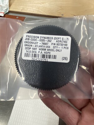 HDPE PRECISION WORM WHEEL GEAR FOR DRIVE 100:1 RATIO 32 PITCH REDUCER 1/2  BORE