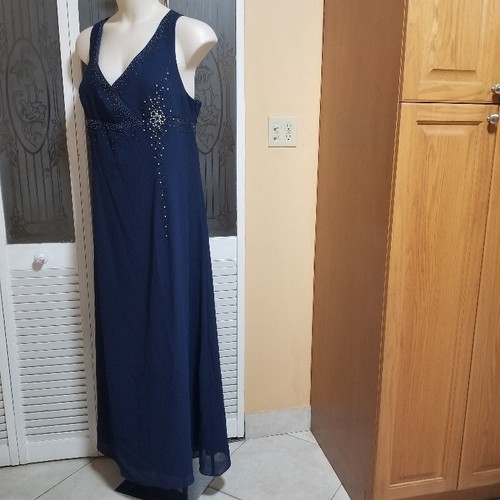 NINA MASSINI Ladies Beautiful Blue Beaded Dress - Size 24 - Picture 4 of 12