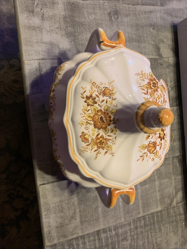 Sopa vintage APEX marrón/naranja motivo floral Foto 4 de 4