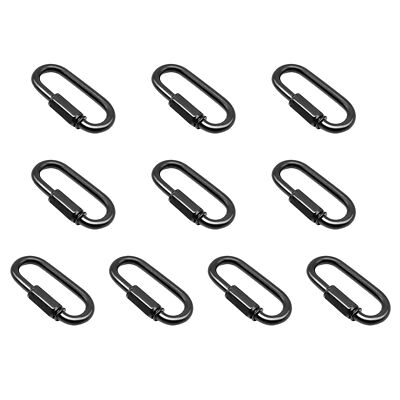 10 Pack D Shape Chain Locking 4MM Chain Quick Link Connector Black