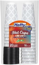 Hefty Disposable Hot Cups with Lids,16 Ounce, 20 Count -Leak Resistant