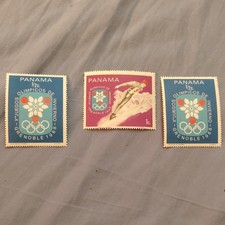 Panama 1968 Winter Olympics Stamps Mint Never Hinged 1/2c 1c Blue Purple Orange