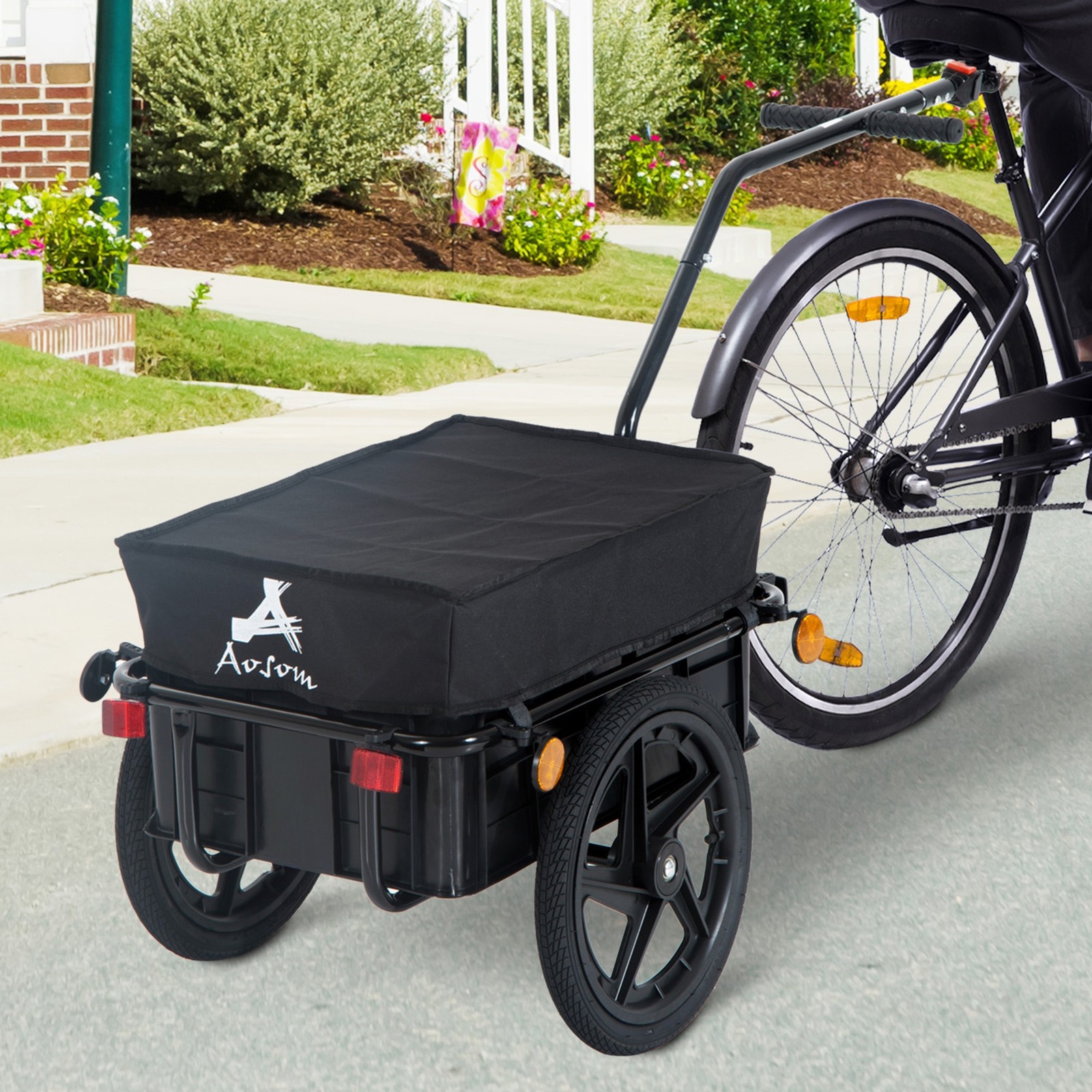 Bike Cargo Trailer Steel Carrier Storage Cart Wheel Runner For Shopping