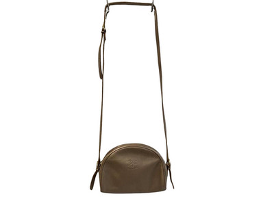 Il Bisonte Half Moon Shoulder Bag Gray Leather Made in Italy Authentic
