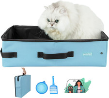 Portable Travel Cat Litter Box for Medium Cats and Kitty with Zipped Lid to Keep