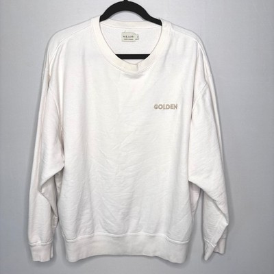 MEJURI Sweatshirt Size XL Cream Golden Logo Pullover Casual Athleisure Canada