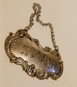 Vintage Gorham Sterling Silver Decanter Label For Scotch Hallmarked Accessory