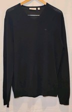 Calvin Klein Sweater Men's L Navy Blue Italian Merino Wool V-Neck Quiet Luxury