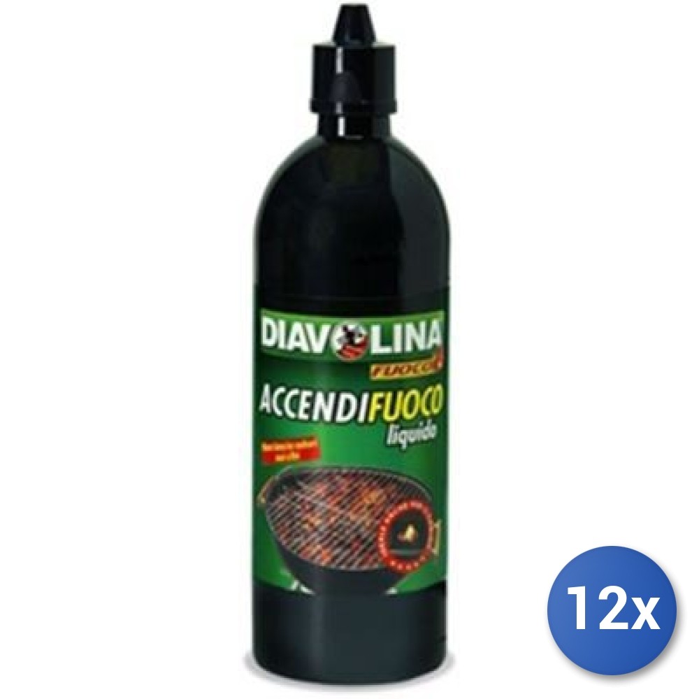 12x Diavolina Accendigrill Liquido 750ml | Scorta Professionale Barbecue