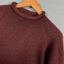 Vintage J.Crew Roll Neck Sweater Mens Large Burgundy Wool Oarsman Fisherman