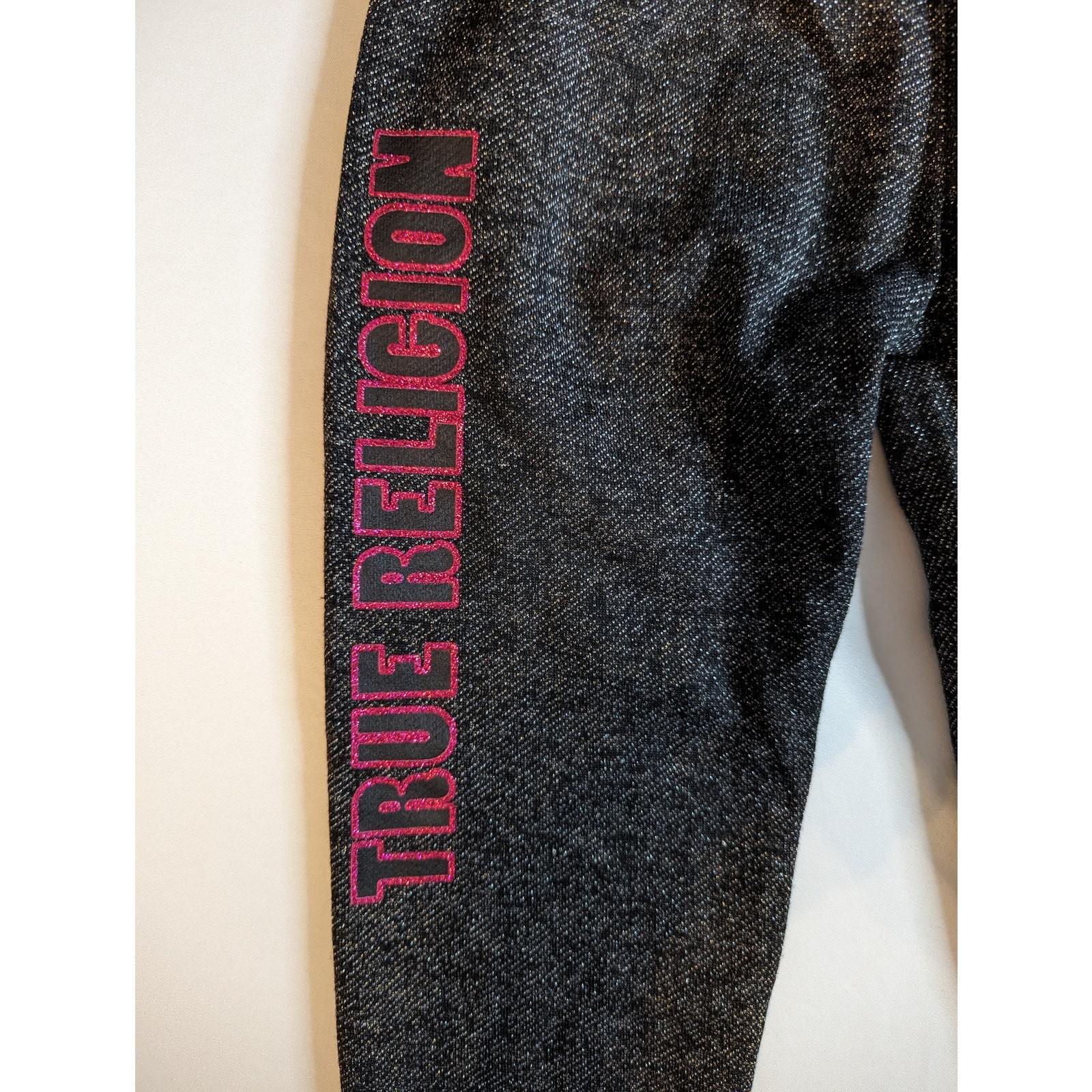 True Religion Girls Black Sparkle Leggings Jogger Pants thumbnail 4