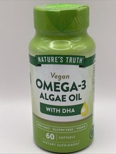 Nature's Truth Omega 3 Algae Oil 60 Softgels DHA Vegan Non-GMO EXP 07/2026 