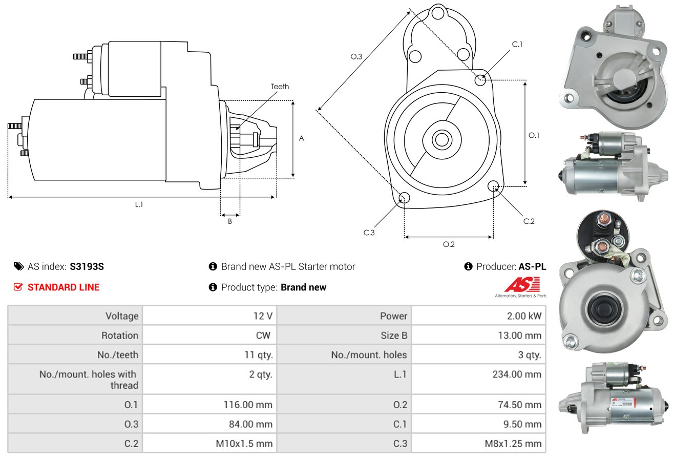 Brand New Starter Motor 12V 2.0kW 11T for FORD TRANSIT 2013-2015 OE ESW20E11 - Image 6