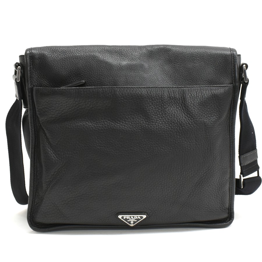 PRADA Shoulder Bag Triangle Logo Plate Messenger & Crossbody Bag Leather T10K thumbnail 3