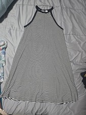 Old Navy Size M TALL Sleeveless Halter Swing Dress Black/white Stripe Preowned
