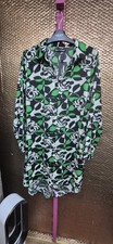 BNWT Urban Stitch Size 10 Black Green Floral Shirt Dress (1225/256/v)