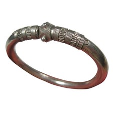 SPETTACOLARE BRACCIALE VINTAGE ARGENTO STERLING MOTIVO FILO TRIBALE INDIA