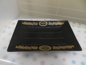 Antiga Barbearia De Bairro Black And Gold Soap Dish