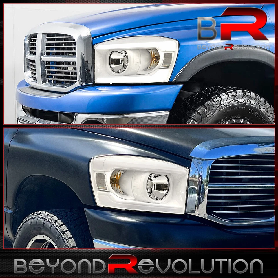 For 2006-2008 Ram 1500 LED DRL Head Lamp Lights Upgrade Left+Right White Housing Foto 2 de 4