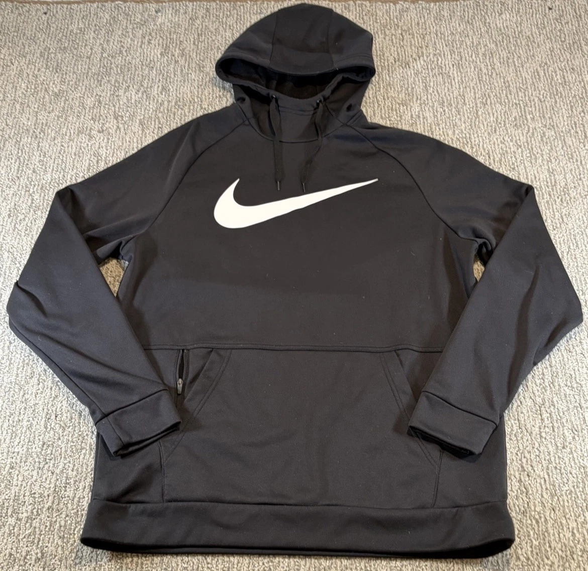 Nike Therma Fit Mens Swoosh Training Hoodie CU6238-010 Size L Black/White