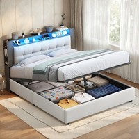 Polsterbett 160X200 Cm Hydraulisches ：Stauraum Mit Led Usb Lattenrost Doppelbett
