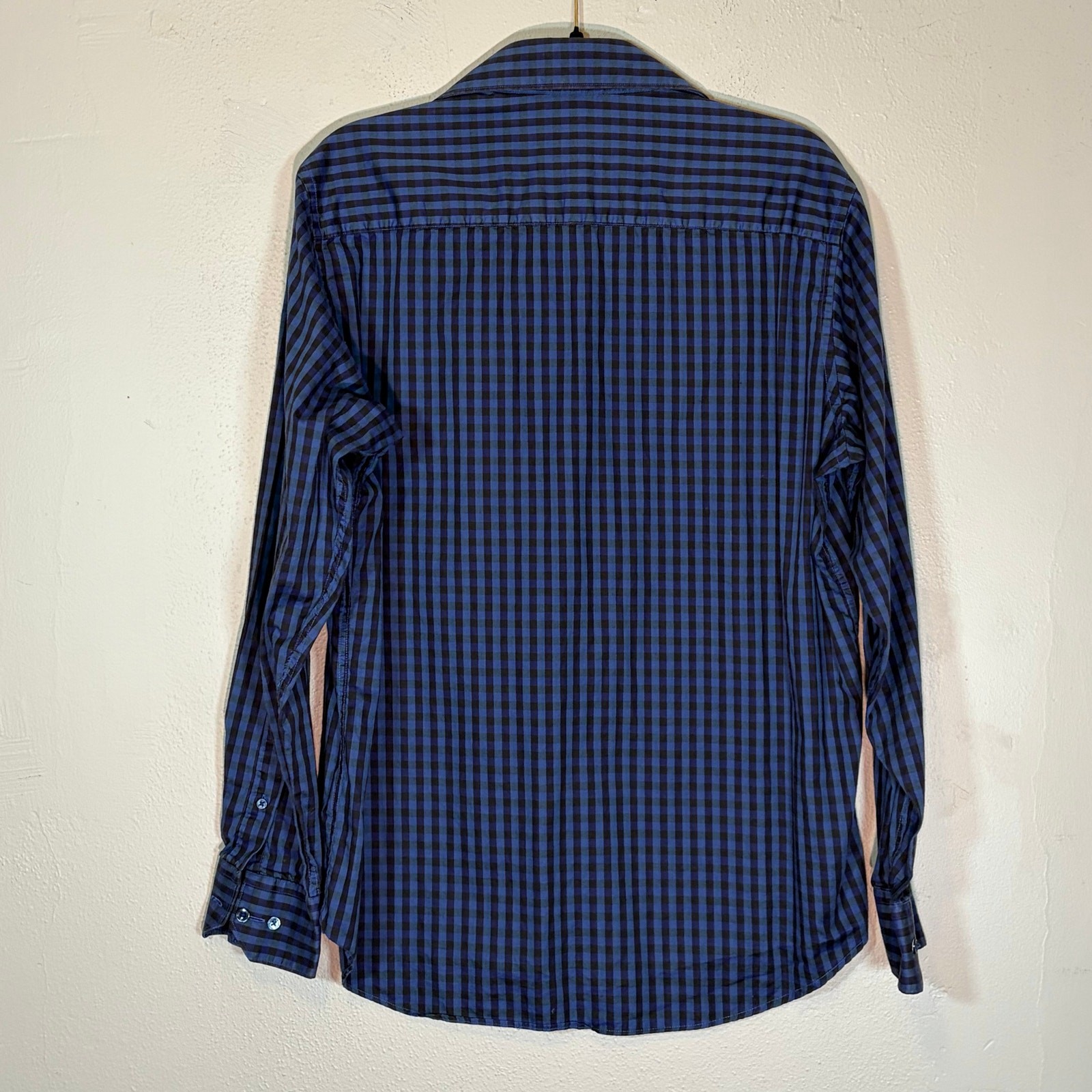 Bugatchi blue black gingham pattern classic fit l… - image 2
