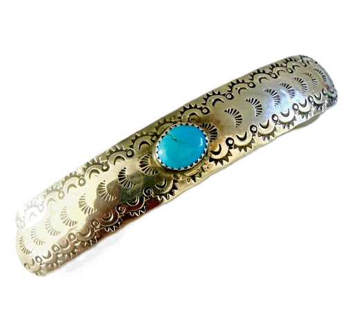 Vintage Sterling Silver & Turquoise Native American NAVAJO Hair Barrette Clip