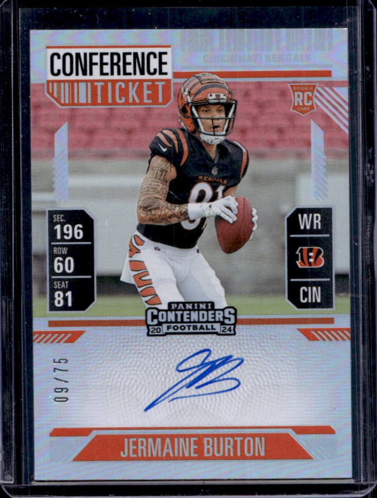 2024 Contenders Jermaine Burton Rookie Ticket RPS Auto RC Conference #9/75