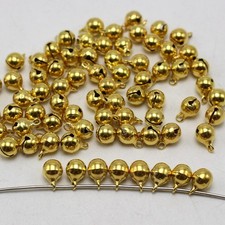 100 JINGLE BELLS Christmas Golden Beads Charms 6mm Decoration DIY Craft