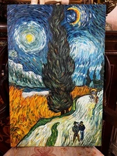 Vincent Van Gogh - Amazing Oil Canvas - Post impressionism - Signed -With Labels