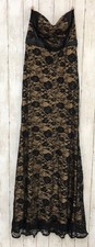 NWT Fashion Nova Italian Luxury Lace Maxi Dress Black Nude Strapless Gown NWT