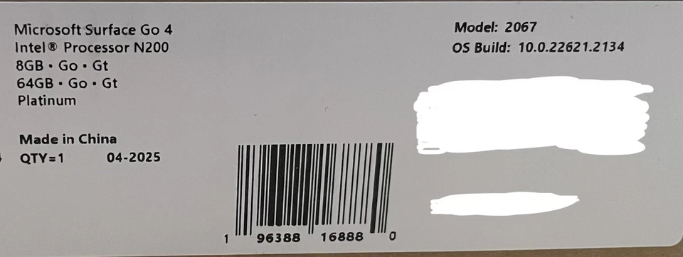 Microsoft Surface Go 4 10,5" 8GB/64GB platin - Bild 2 von 4