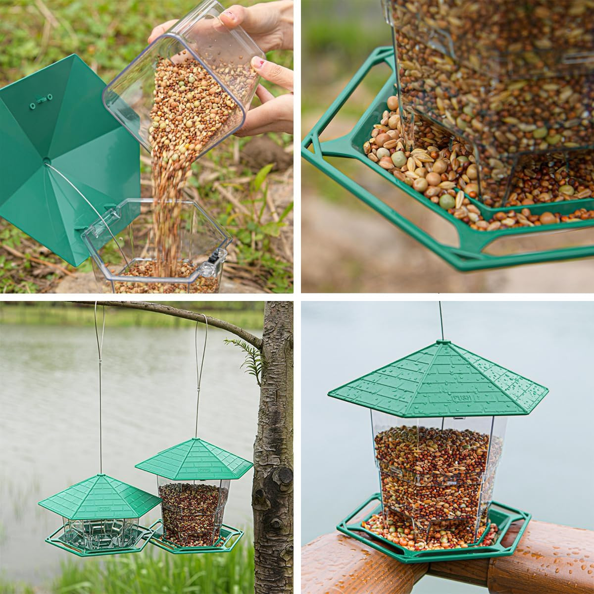 Feeder with  Feeder Hook Pulley, Retractable  Feeder with a Latch Feature Hangin