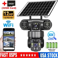 Upgraded Solar Battery Wireless WiFi Outdoor Pan/Tilt Home Security Camera 4K HD