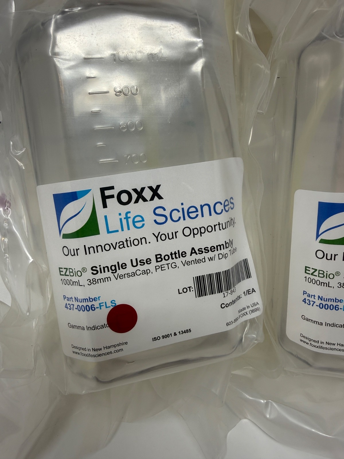 FOXX EZBio 1000mL EZBio Single Use Bottle Assembly -  #437-0006-FLS IT