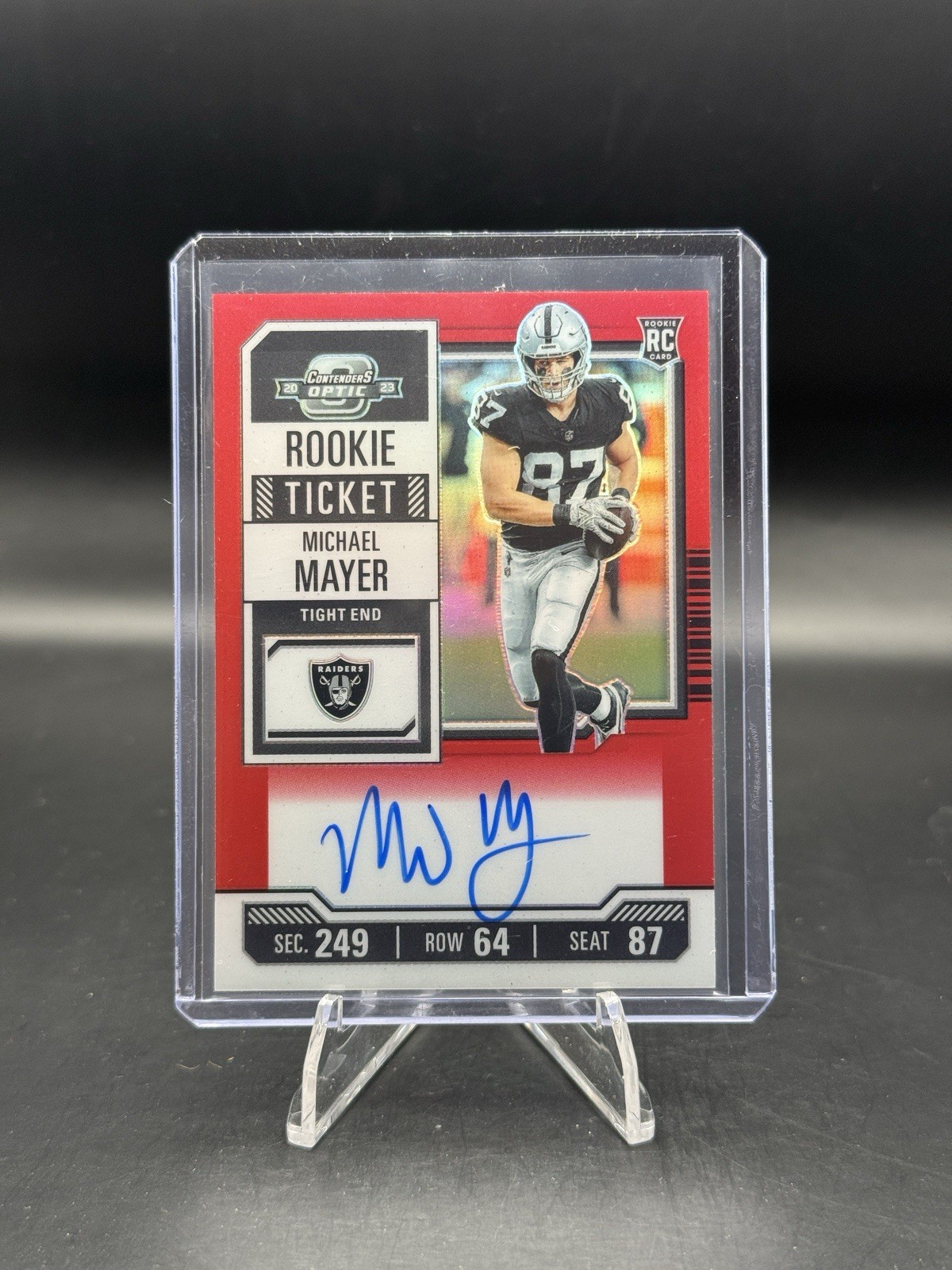2023 Contenders Optic Michael Mayer RC Auto Red /125 On Card Auto Raiders