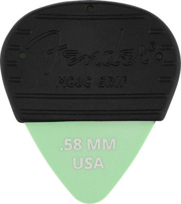 Fender MOJO GRIP Guitar Picks, Dura-Tone Delrin .58, 3-Pack SURF GREEN