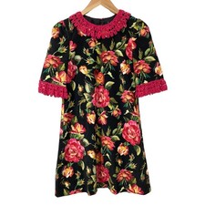 DOLCE & GABBANA Floral Print Dress, Size 36, Black/Multicolor Women USED