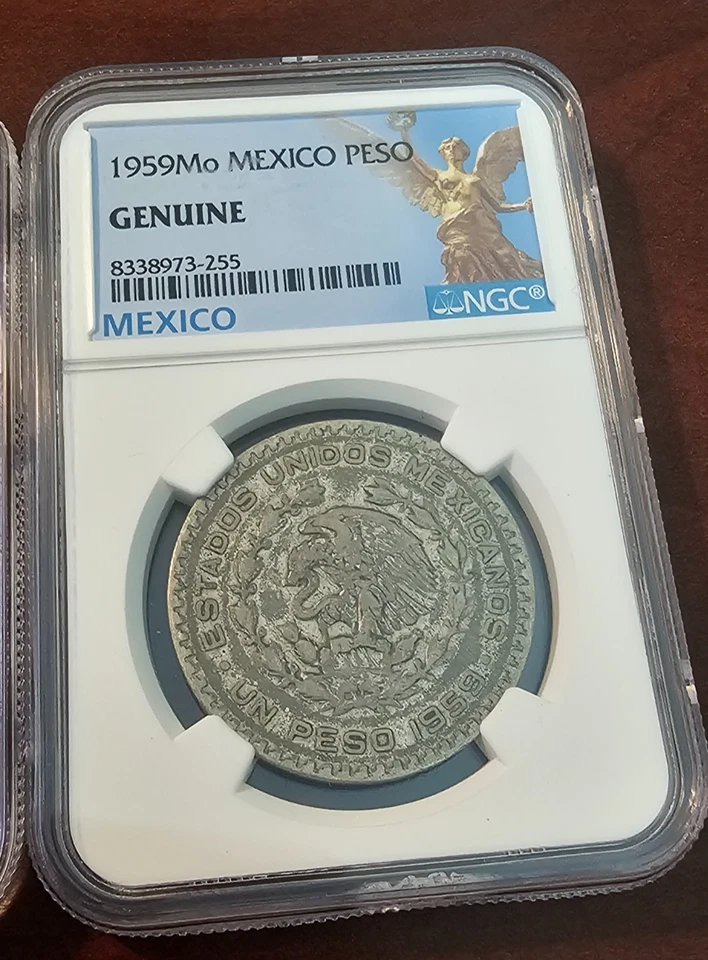 (2) 1959 & 1960 Mo Mexico Silver Peso - NGC Graded Genuine (10% Silver) - Image 4 of 4