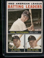 1964 Topps CARL YASTRZEMSKI/KALINE/ROLLINS #8 1963 AL Batting Leaders(Good)