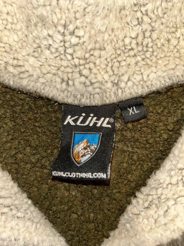 Suéter polar Kuhl Alfpaca para hombre XL verde cuarto cremallera Sherpa forrado Pullover Foto 2 de 4