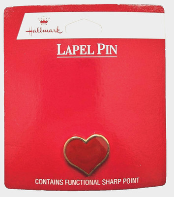 Hallmark PIN Valentines Vtg HEART Cloisonne RED GOLD '83 Tie HAT Tac 325 NEW MOC
