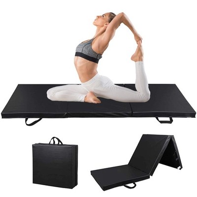 Nova Microdermabrasion Folding Gymnastics Mat with 6ft x 2ft x 2in, black