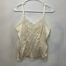 Vtg Women s Vasarette Ivory Lacey Lingerie Top Tank Coquette Babydoll Medium