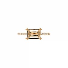 Emerald Cut 8x6mm Semi-Mount 925 Sterling Silver Designer 4-Prong East-West Ring