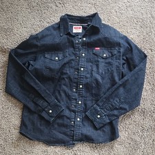 Wrangler Men's Button-Up Long Sleeve Collared Shirt Blue Size M
